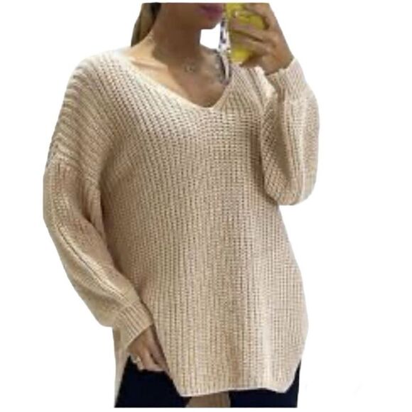 Charlotte Russe Cream/blush knit oversized sweater size S - Picture 1 of 8